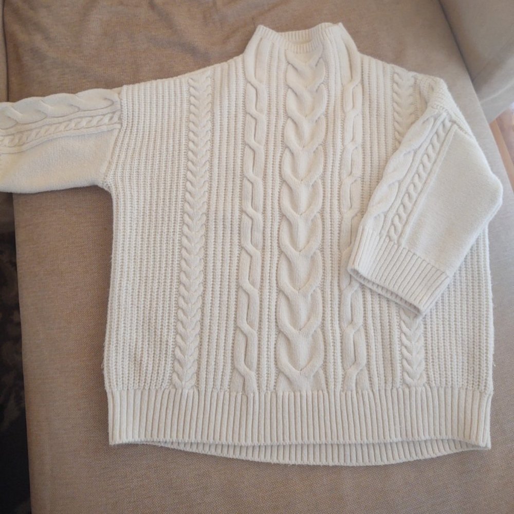 White Cable Knit Sweater